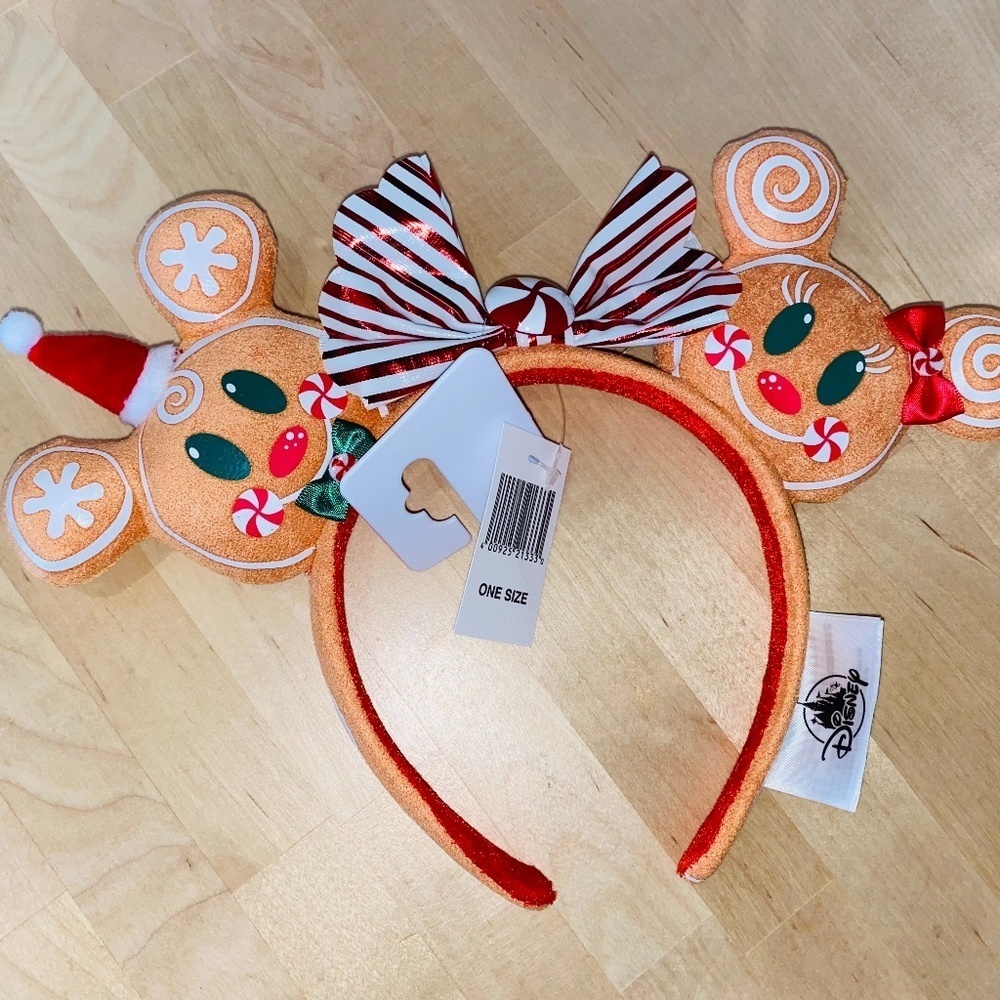 Disney Christmas Gingerbread Mickey & Minnie Ears - Never used, NWT